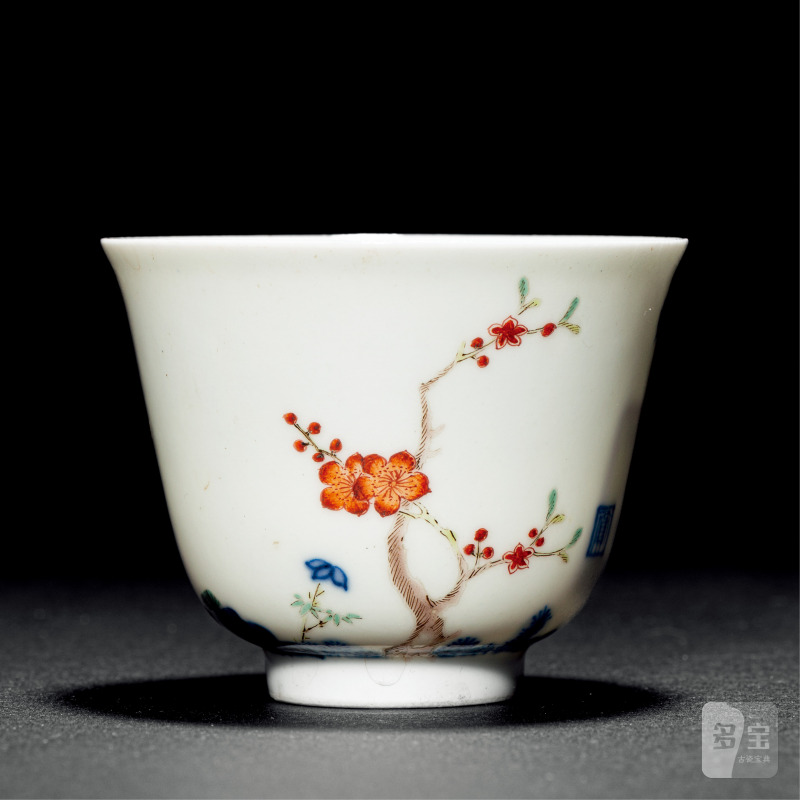 青花加彩花神杯 - 图1